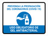 Prevent Coronavirus - Anti-Bacterial Hand Gel Mandatory Spanish with Icon Landscape - Wall Sign Prevent Coronavirus - Anti-Bacterial Hand Gel Mandatory Spanish with Icon Landscape - Wall Sign