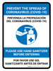 Prevent Coronavirus - Sanitize Hands Before Entering Bilingual with Icon Portrait - Wall Sign