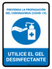 Prevent Coronavirus - Use Hand Sanitizer Gel Spanish with Icon Portrait - Wall Sign Prevent Coronavirus - Use Hand Sanitizer Gel Spanish with Icon Portrait - Wall Sign