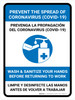 Prevent Coronavirus - Wash And Sanitize Hands Before Returning To Work Bilingual Spanish with Icon Portrait - Wall Sign
