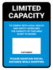 Limited Capacity: Maintain Social Distancing While Shopping Blue Portrait - Wall Sign Limited Capacity: Maintain Social Distancing While Shopping Blue Portrait - Wall Sign