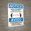 Notice: Social Distancing Keep 6ft Bilingual Spanish with Icon Portrait - Wall Sign
