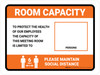 Room Capacity: Maintain Social Distance with Icon Orange Landscape - Wall Sign Room Capacity: Maintain Social Distance with Icon Orange Landscape - Wall Sign