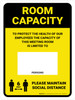 Room Capacity: Maintain Social Distance with Icon Yellow Portrait - Wall Sign