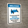 Welcome: Please Maintain Social Distancing In Pews with Icon Portrait - Wall Sign Welcome: Please Maintain Social Distancing In Pews with Icon Portrait - Wall Sign