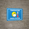 Temperature Check Station with Facemask Emoji Blue - Wall Sign