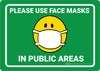 Please Use Facemasks in Public Areas Facemask Emojis Dark Blue - Wall Sign