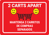 2 Carts Apart with Emojis Green Bilingual Spanish Red - Wall Sign