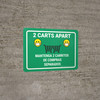 2 Carts Apart with Facemask Emojis Bilingual Green - Wall Sign