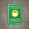 Face Masks Required Beyond This Point Bilingual Spanish Emoji Green - Wall Sign