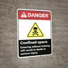 Danger: Confined Space Do Not Enter Without Training - Wall Sign