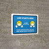 Line Starts Here Wear Face Coverings with Emojis Blue - Wall Sign
