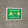 Line Starts Here Wear Face with Emojis Green - Wall Sign Line Starts Here Wear Face with Emojis Green - Wall Sign
