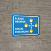 Please Observe Safe Distancing Facemask Emojis Blue - Wall Sign