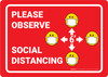 Please Observe Safe Distancing Facemask Emojis Red - Wall Sign