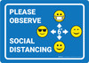 Please Observe Safe Distancing Facemask with Multiple Emojis Blue - Wall Sign Please Observe Safe Distancing Facemask with Multiple Emojis Blue - Wall Sign
