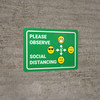 Please Observe Safe Distancing Facemask with Multiple Emojis Green - Wall Sign Please Observe Safe Distancing Facemask with Multiple Emojis Green - Wall Sign