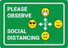 Please Observe Safe Distancing Facemask with Multiple Emojis Green - Wall Sign Please Observe Safe Distancing Facemask with Multiple Emojis Green - Wall Sign