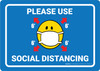 Please Use Social Distancing Emoji Blue - Wall Sign Please Use Social Distancing Emoji Blue - Wall Sign
