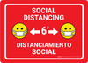 Social Distancing with Facemask Emoji Bilingual Spanish Red - Wall Sign