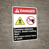 Danger: Contain Asbestos Fibers Cause Injury Ansi - Wall Sign Danger: Contain Asbestos Fibers Cause Injury Ansi - Wall Sign