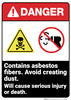 Danger: Contain Asbestos Fibers Cause Injury Ansi - Wall Sign Danger: Contain Asbestos Fibers Cause Injury Ansi - Wall Sign