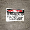 Danger: Contains Asbestos Fibers May Cause Cancer - Wall Sign Danger: Contains Asbestos Fibers May Cause Cancer - Wall Sign