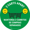 2 Carts Apart with Emojis Bilingual Spanish Green - Floor Sign 2 Carts Apart with Emojis Bilingual Spanish Green - Floor Sign