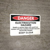 Danger: Electrocution Hazard - Wall Sign Danger: Electrocution Hazard - Wall Sign
