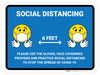 Social Distancing Please Use Face Coverings Gloves with Emojis Blue - Floor Signs Social Distancing Please Use Face Coverings Gloves with Emojis Blue - Floor Signs