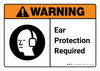 Warning: Ear Protection Required with Icon ANSI Landscape - Wall Sign
