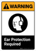 Warning: Ear Protection Required with Icon ANSI Portrait - Wall Sign