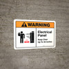 Warning: Electrical Panel Keep Clear 36 Inches with Icon ANSI Landscape - Wall Sign