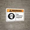 Warning: Eye Protection Required with Icon ANSI Landscape - Wall Sign