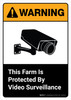 Warning: This Farm Is Protected By Video Surveillance with Icon ANSI Portrait - Wall Sign Warning: This Farm Is Protected By Video Surveillance with Icon ANSI Portrait - Wall Sign