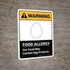 Warning: Food Allergy Food May Contain Egg with Icon ANSI Portrait - Wall Sign