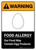 Warning: Food Allergy Food May Contain Egg with Icon ANSI Portrait - Wall Sign