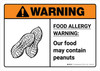 Warning: Food Allergy Warning - Our Food May Contain Peanuts with Icon ANSI Landscape - Wall Sign