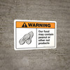 Warning: Food May Contain Peanut Or Nut Products with Icon ANSI Landscape - Wall Sign Warning: Food May Contain Peanut Or Nut Products with Icon ANSI Landscape - Wall Sign