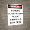 Danger: Hatch Left Open - Wall Sign Danger: Hatch Left Open - Wall Sign