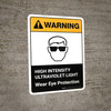 Warning: High Intensity Ultraviolet Light Wear Eye Protection with Icon ANSI Portrait - Wall Sign