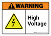Warning: High Voltage with Icon ANSI Landscape - Wall Sign Warning: High Voltage with Icon ANSI Landscape - Wall Sign