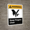 Warning: Keep Fingers Clear with Icon ANSI Portrait - Wall Sign Warning: Keep Fingers Clear with Icon ANSI Portrait - Wall Sign