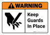 Warning: Keep Guards in Place with Icon ANSI Landscape - Wall Sign