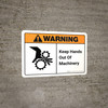 Warning: Keep Hands Out of Machinery with Icon ANSI Landscape - Wall Sign