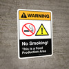 Warning: No Smoking This is a Food Production Area with Icon ANSI Portrait - Wall Sign Warning: No Smoking This is a Food Production Area with Icon ANSI Portrait - Wall Sign