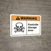 Warning: Pesticide Storage Area with Icon ANSI Landscape - Wall Sign