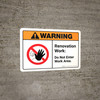Warning: Renovation Work Do Not Enter Work Area with Icon ANSI Landscape - Wall Sign Warning: Renovation Work Do Not Enter Work Area with Icon ANSI Landscape - Wall Sign