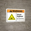 Warning: Shark Sighted No Swimming with Icon ANSI Landscape - Wall Sign