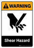 Warning: Shear Hazard with Icon ANSI Portrait - Wall Sign Warning: Shear Hazard with Icon ANSI Portrait - Wall Sign